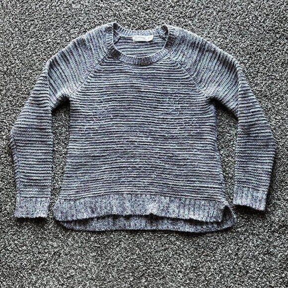 Grey And Multi Colored Striped Sweater, Faded Glory Ribbed Pullover, Size medium - Picture 1 of 7